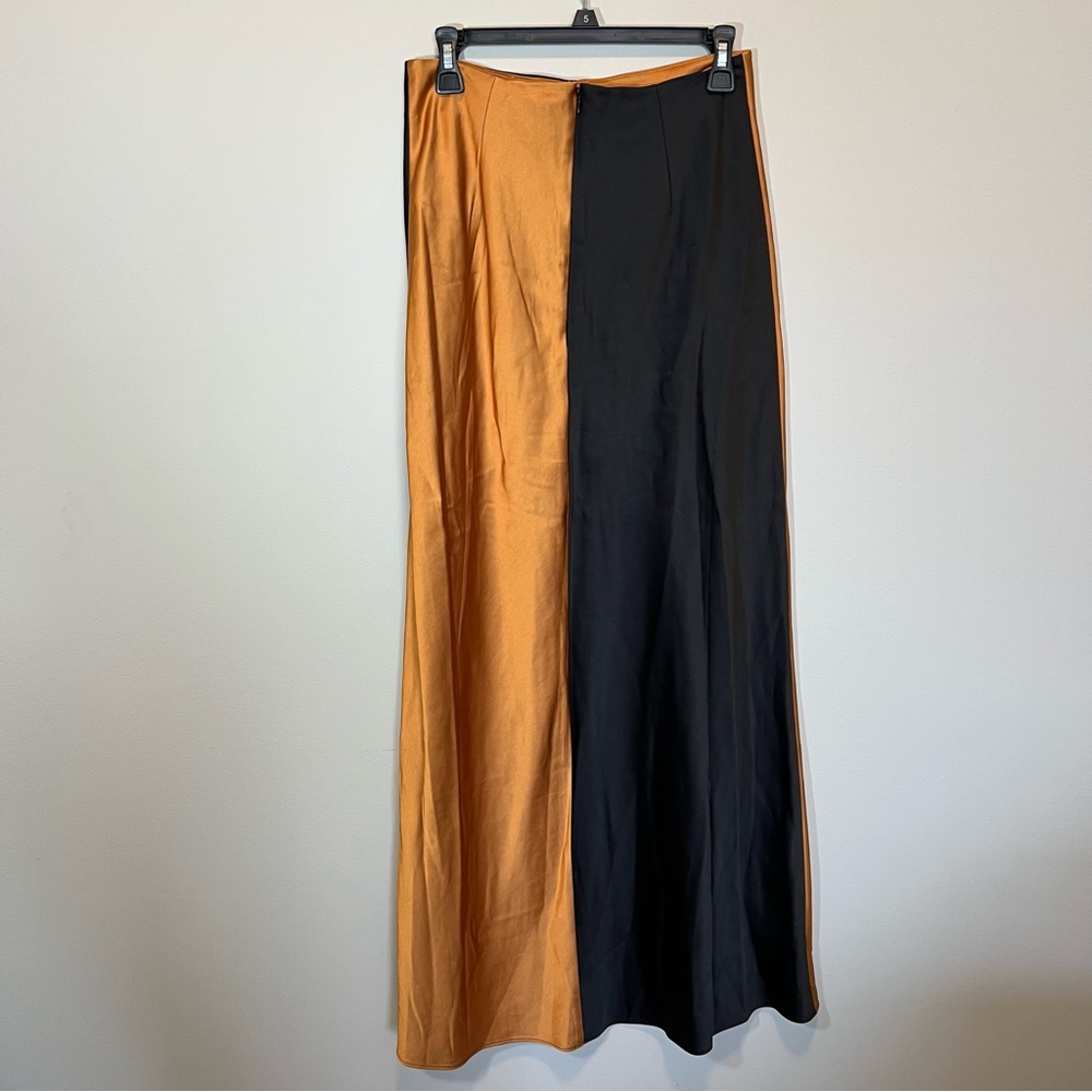 Significant Other Two Tone Colorblock Skirt Gold Black Maxi 6 Anthropologie - Picture 7 of 13